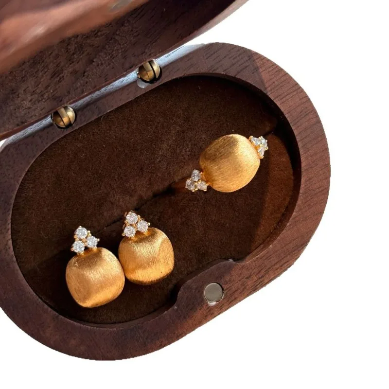 أقراط فرنسية كلاسيكية من الذهب المصقول أقراط نسائية فاخرة وخفيفة الوزن ورائعة وبسيطة ومتعددة الاستخدامات #5