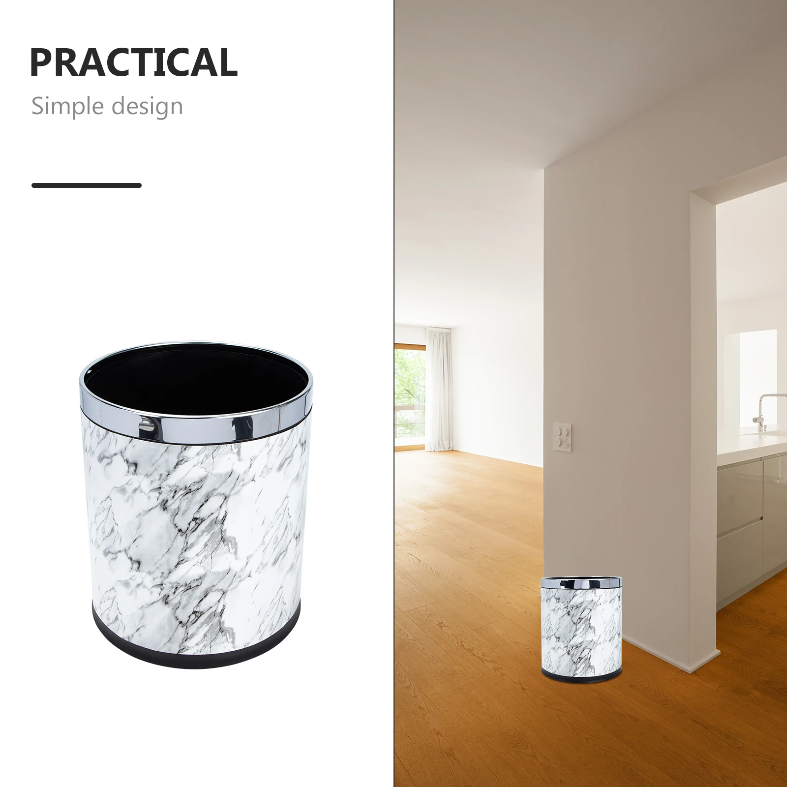 

Marble Trash Bin Bathroom Garbage Can Cans Rubbish Bins Plastic Office Small Mini Waste