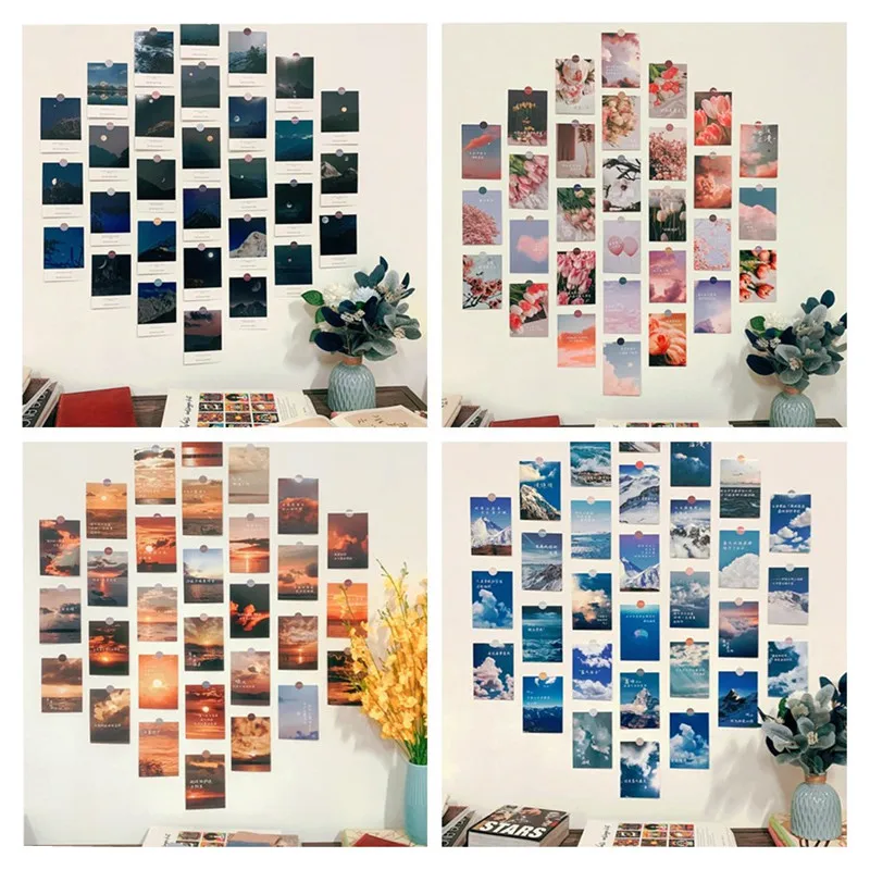 

On Sale! 30 Sheets/Lot New Postcards Set Flowers, Sunset Glow, Mountains And Rivers, Starry Sky Theme Decoration Gift Wish Card