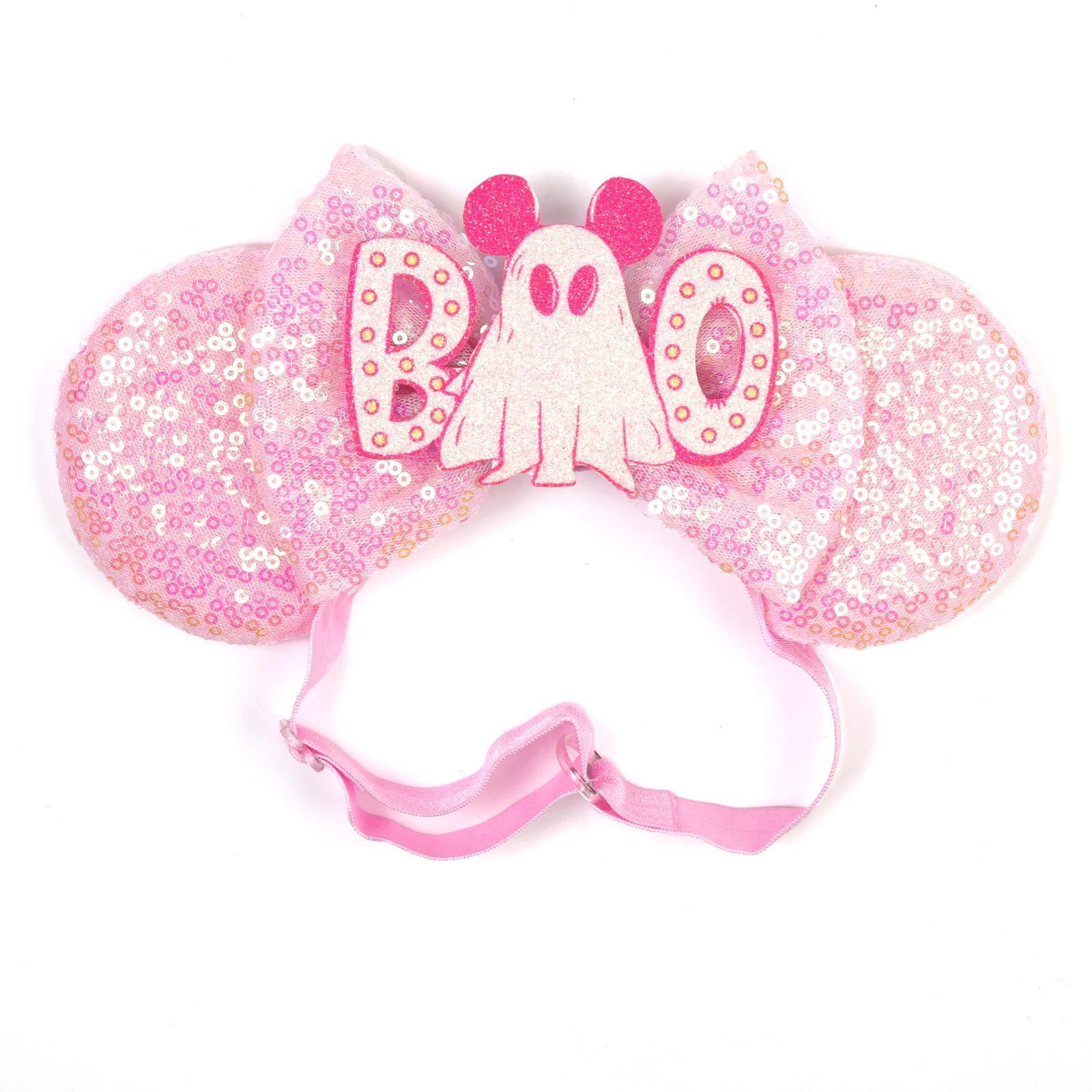 

1 шт., милая повязка на голову Disney на Хэллоуин, регулируемые нейлоновые обручи для волос принцессы, сверкающий бант, украшение для праздничной вечеринки, аксессуары для волос