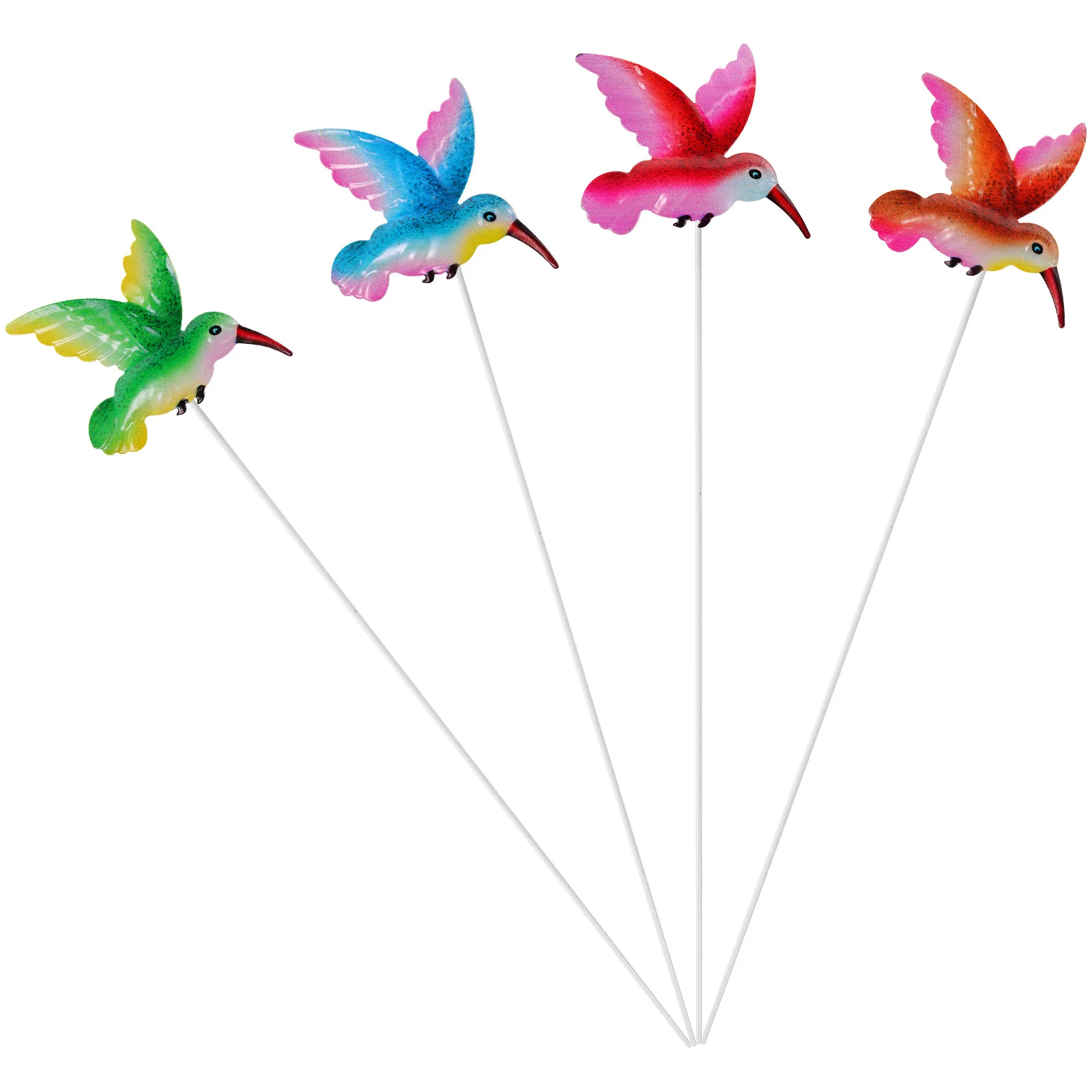 Estacas decorativas de colibrí, adorno de estaca de Metal de hierro para jardín, césped, escultura de simulación 3D para césped y Patio al aire libre, 4 Uds.