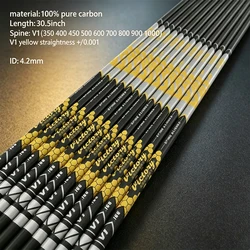 12Pcs 30.5Inch +/-0.001 Archery Bolts Pure Carbon Arrow Shaft for Recurve Bow and Arrows Hunting Shooting Shaft