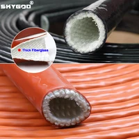 Manga de fibra de vidrio de 0,2 ~ 10m resistente a altas temperaturas 4 ~ 35mm tubo retardante ignífugo trenzado de fibra de vidrio recubierto de resina de silicona
