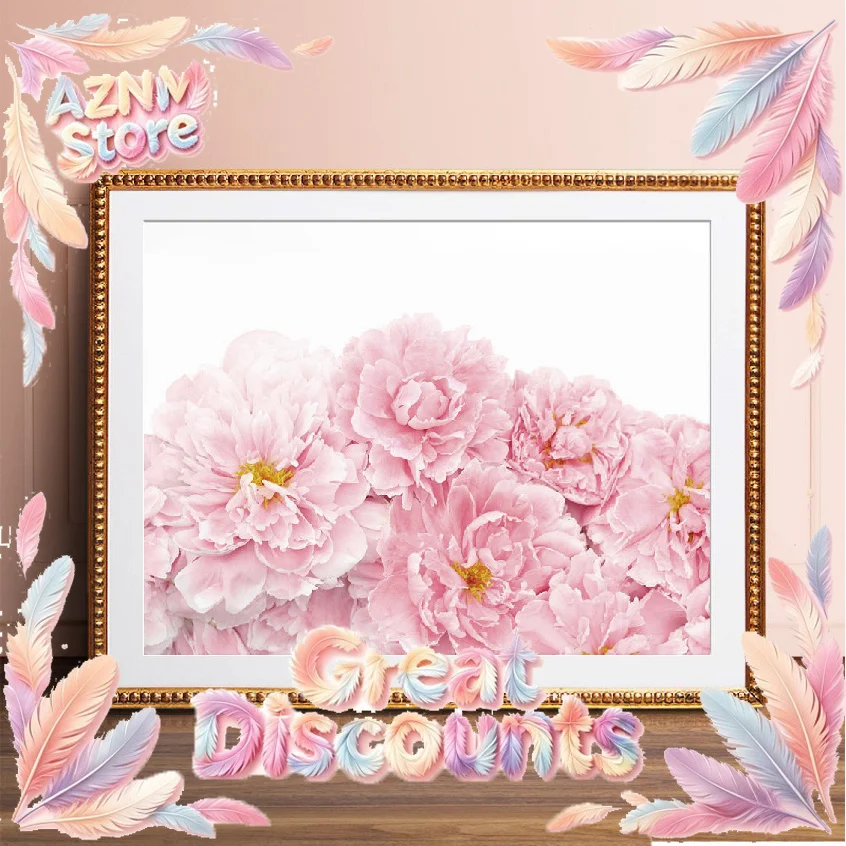 2026 Pink Floral Peony Scandi Canvas Painting Wall Art Picture , Flower Photography Poster Canvas Print Scandinavian Art Wall
