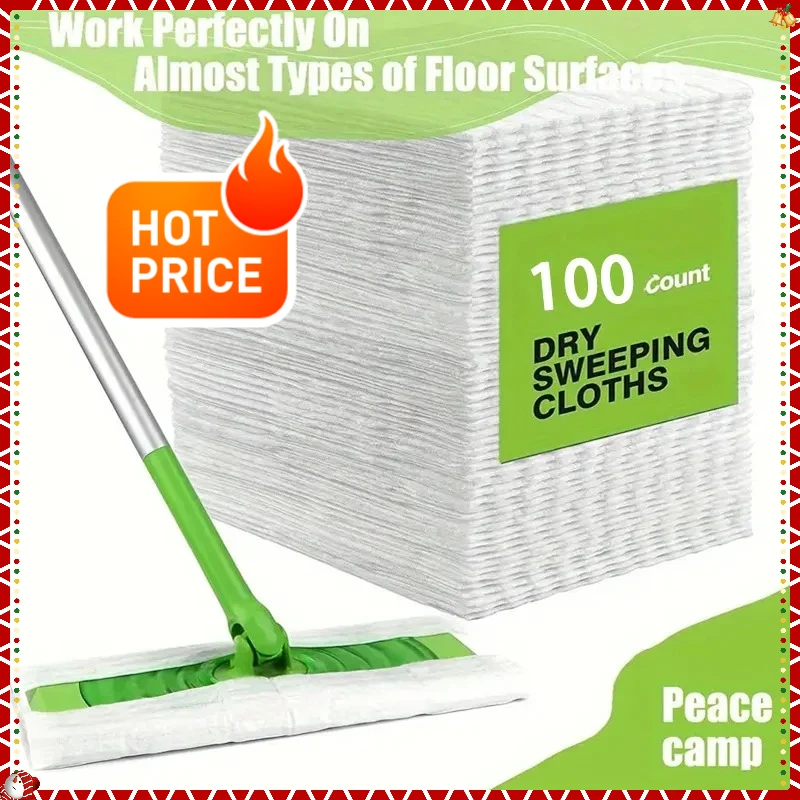 

100PCS Disposable MicroFibre Electrostatic Floor Cloths Dust Removal Mop Paper Floor Cleaning Wipes for Flat Swivel Mop