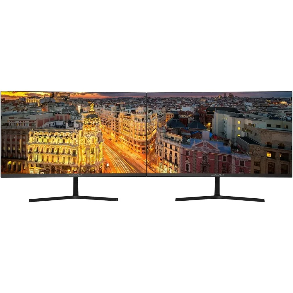 Monitor doppio Computer di base, 24 pollici, Ultrawide, supporto VESA, inclinazione, VGA e HDMI, FHD 1920x1080 ,75Hz, 5 secondi