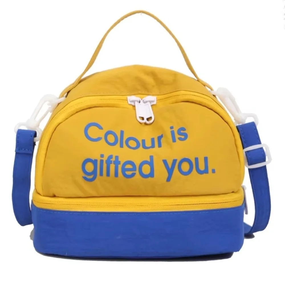 

Сумка через плечо с буквенным принтом, квадратная нейлоновая сумка контрастного цвета, легкая женская сумка через плечо с регулируемым ремешком, уличная сумка