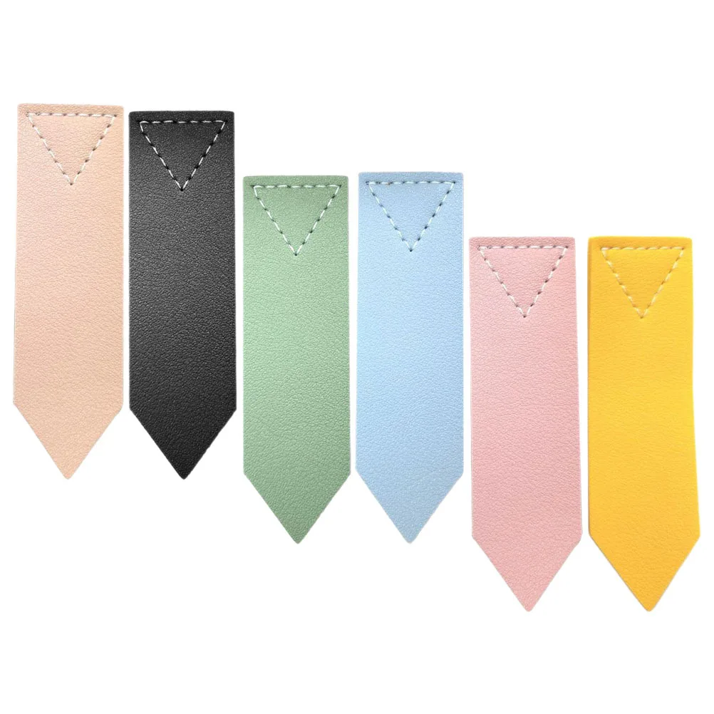 

6Pcs PU Bookmarks Colored Page Markers Small Portable Reading Markers Stylish Book Accessories for Teens Students