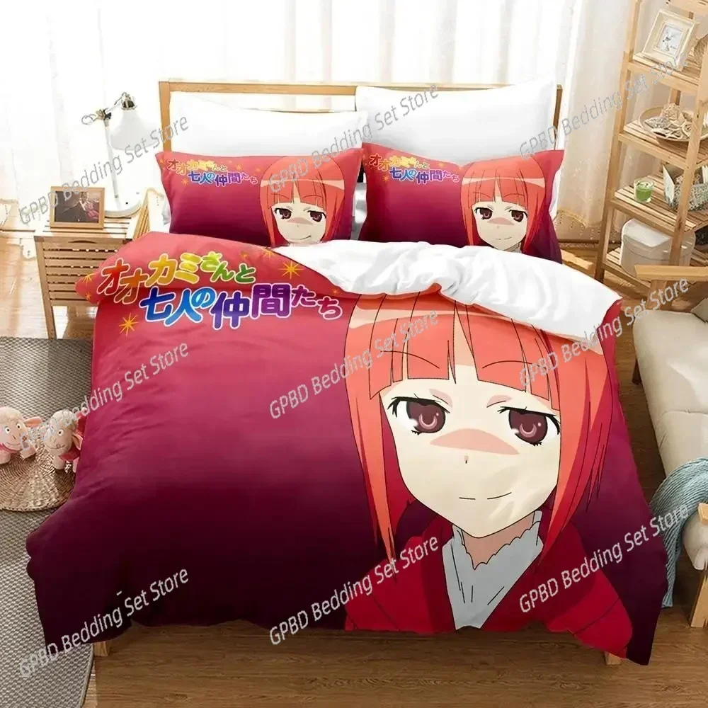 Okami-san and Her Seven Companions Comfortable Duvet Quilt Cover Pillowcase Bedding Set Children Bedroom Decoration Home Textile