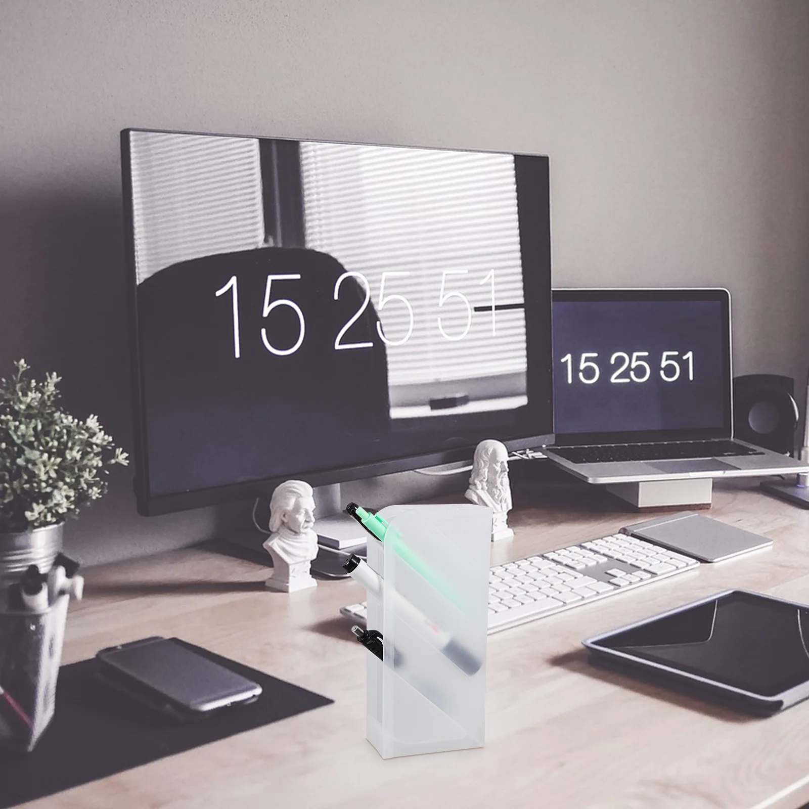 プラスチック製ペンホルダー傾斜型マルチグリッドデスクトップオーガナイザー装飾文具収納ボックスオフィスホームスクール用