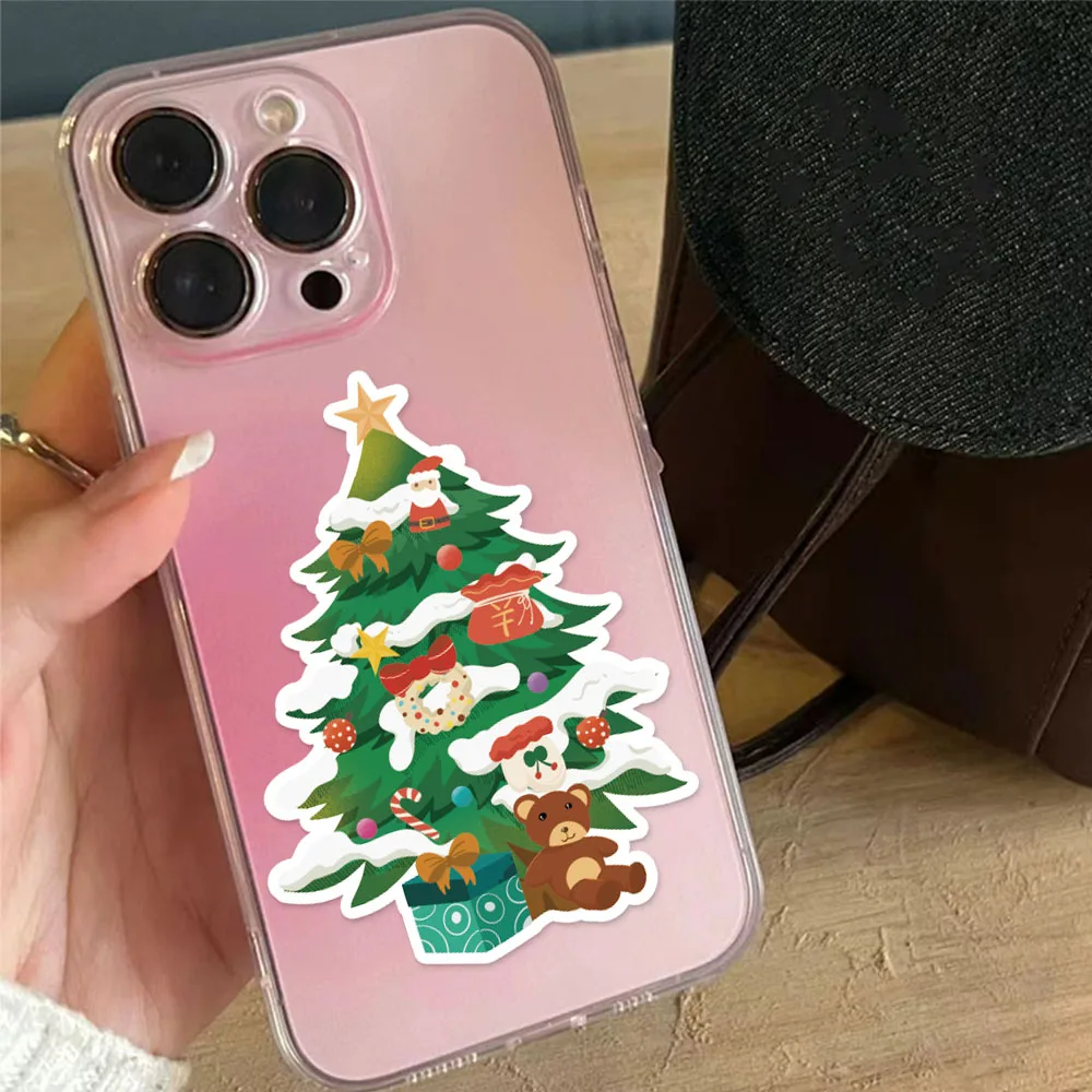 8 pçs diversão de natal árvore de natal colagem criativa diy adequado para casos de telefone, comprimidos, copos de água e adesivo de brinquedo decorativo