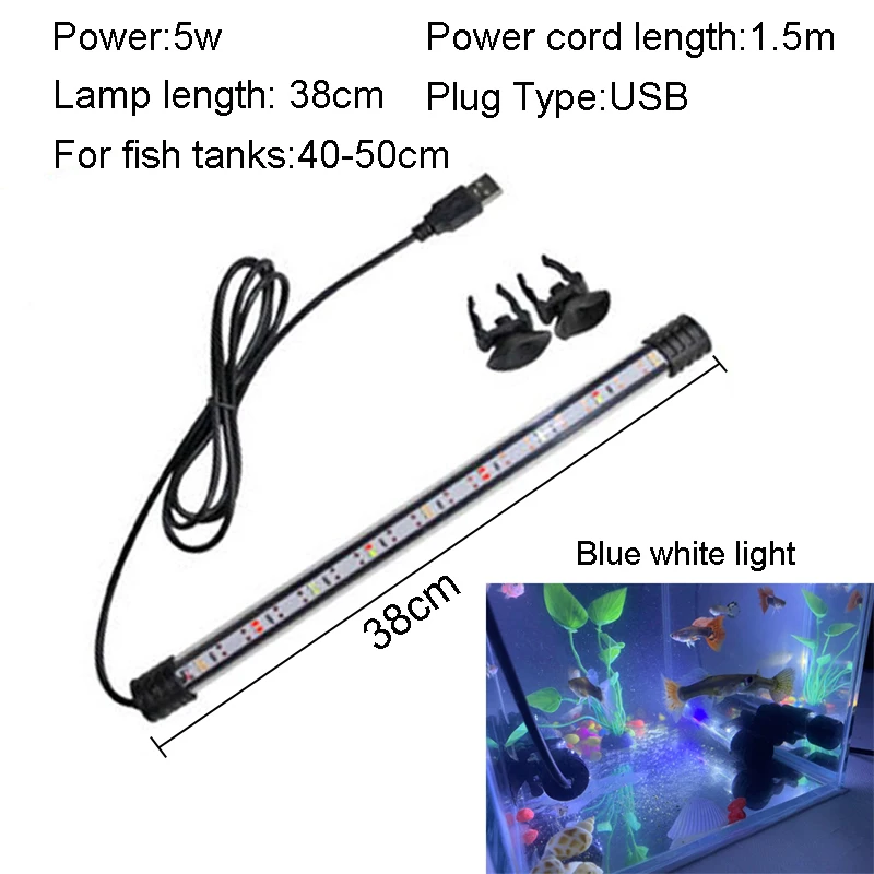 18-58cm USB Plug Aquarium Licht LED Waterdicht Aquarium Licht Onderwater Verlichting Dompelpompen Lamp Plant Grow Lamp 110-240V