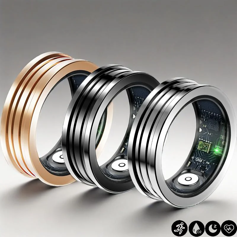 

2025 Men & Women Smart Ring ,Sleep,Heart Rate,Oxygen Monitor, Stripes Health smart ring Compatible iPhone & Android rings