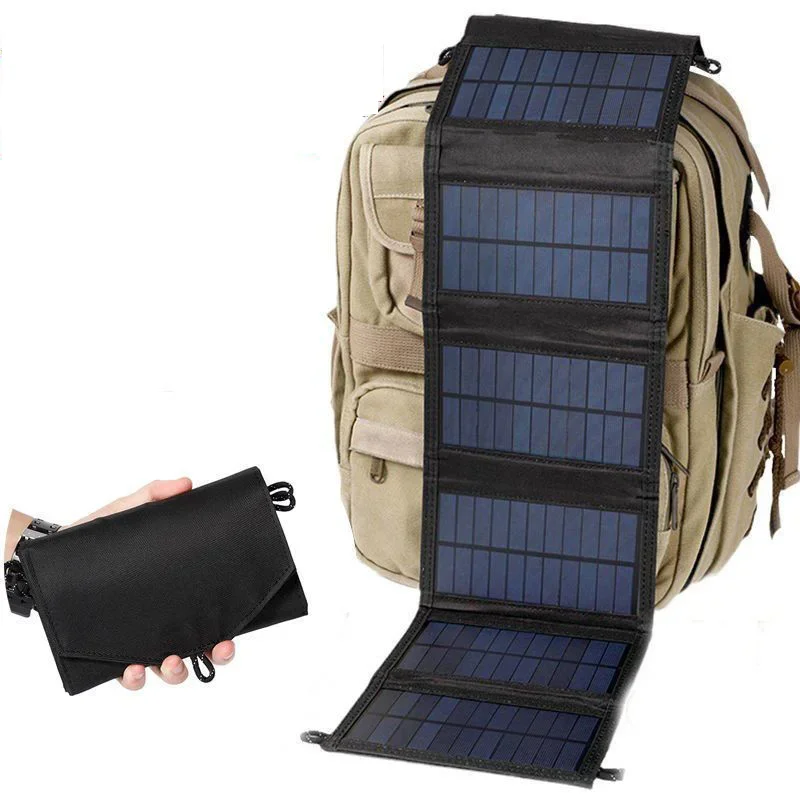 500W Portable Monocrystalline Silicon Solar Panel Charger USB 5V DC Foldable Solar Panel Mobile Phone Charging Power Bank Hiking