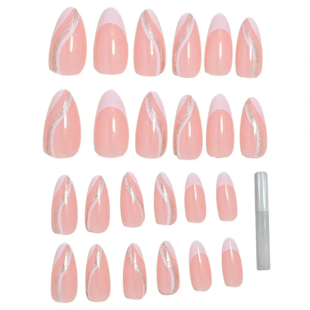 Press-on Nails Sparkling paillettes unghie finte Glitter Gel Manicure Kit per le donne rosa-bianco rosa-viola opzioni di colore unghie fai da te