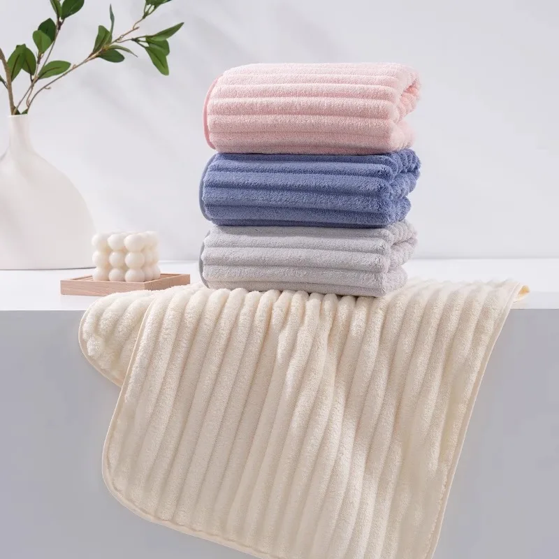 NEW Coral Fleece Towel Thick Soft Absorbent Non-shedding Quick-drying Unisex Home Use Dry Hair Towel Polyester Fiber 75*35