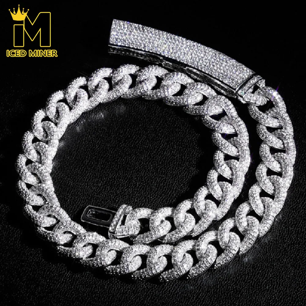 

Icedminer 13mm 3 Colors Box Chain Iced Out Cuban Link Chain Necklaces for Men Women Bling ZirconHip Hop Jewelry Free Shipping