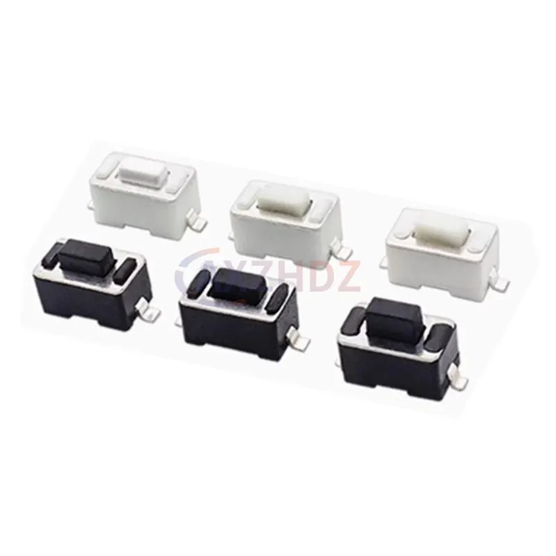 100PCS 2Pin SMD DIP DC12V 50mA 3X6X4.3/5MM Tact Switch Push Button Touch Micro Switch 3*6*5mm White Button