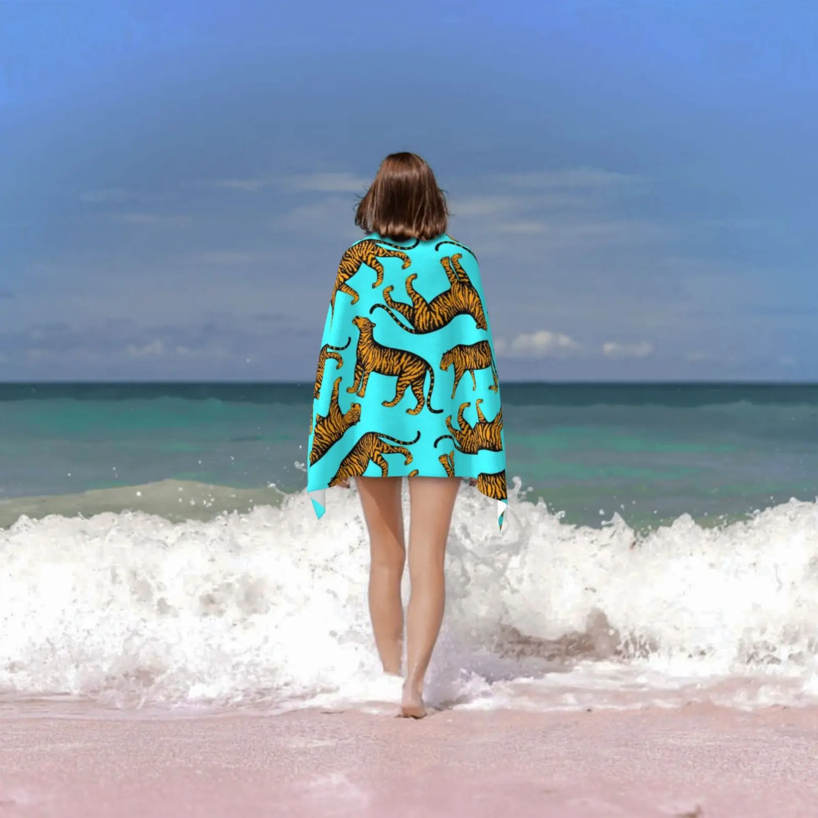 النمور (الأزرق والقطيفة) منشفة مخصصة منشفة استحمام النمر النمور النمر النمر النمر النمر النمر النمر النمر القطط #6