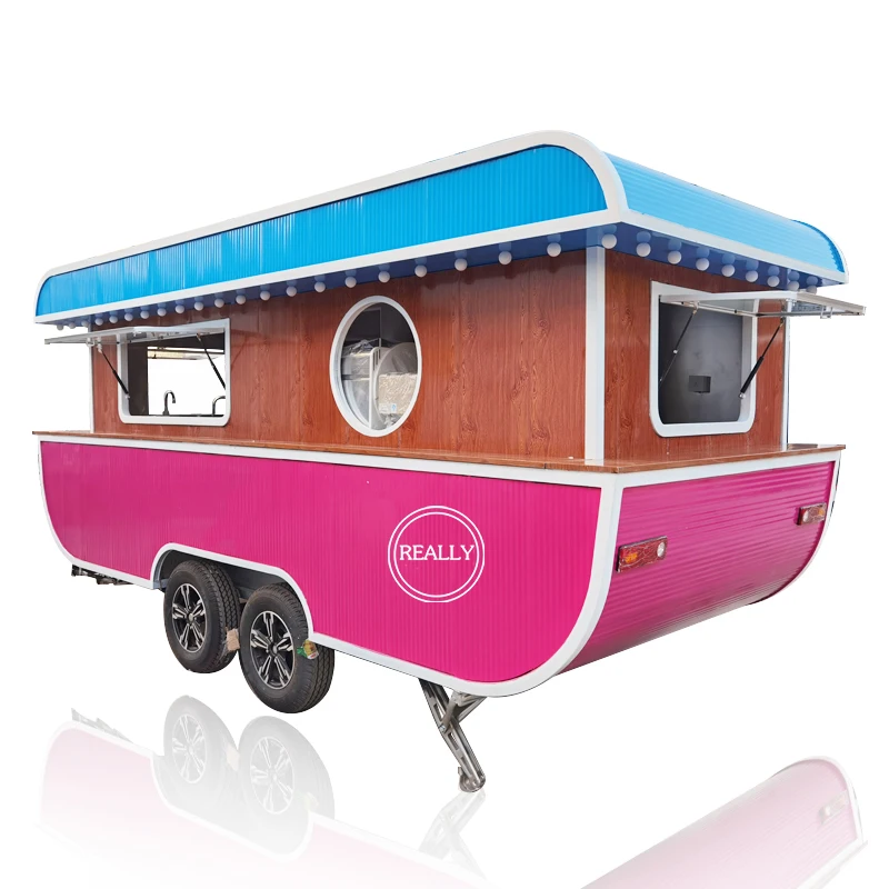 Коммерческий буксируемый прицеп для еды, уличная мобильная кухня, торговый грузовик для еды на открытом воздухе, тележка для мороженого, пузырькового чая на продажу