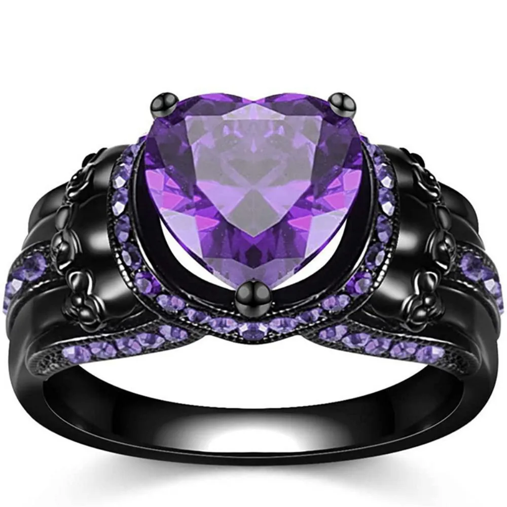 Black Skull Ring - Edgy Gothic Biker Engagement Ring for Women with Vampire Accessories