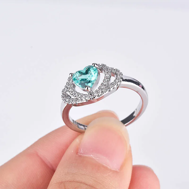 S925 Pure Sterling Silver Ring Hot Selling Double Heart Shaped Inlaid Clear Diamond Ring Delicate Hand Ornament