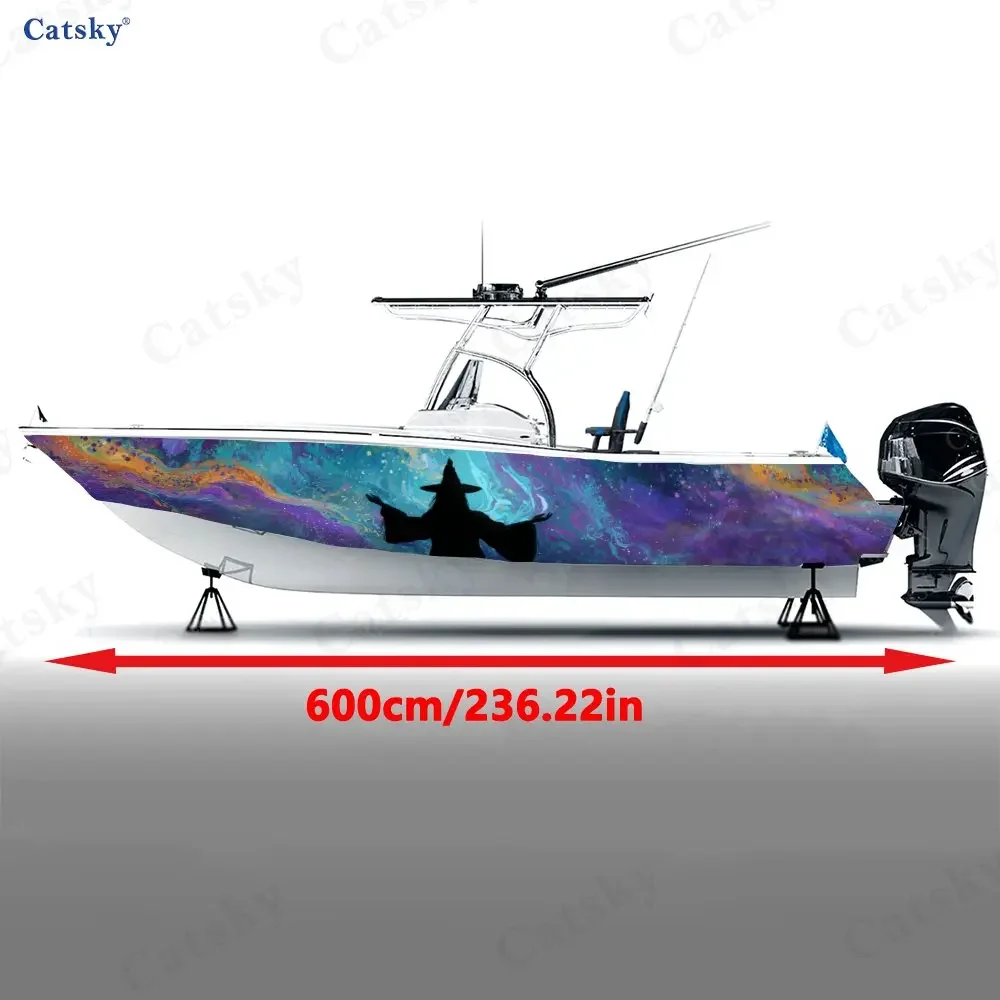 Colorful Milky Way Star Wizard Special Dreamy Boat Sticker Vinyl Ship Pontoon Deck Boat Fishing Decorative Pontoon Boats Decal