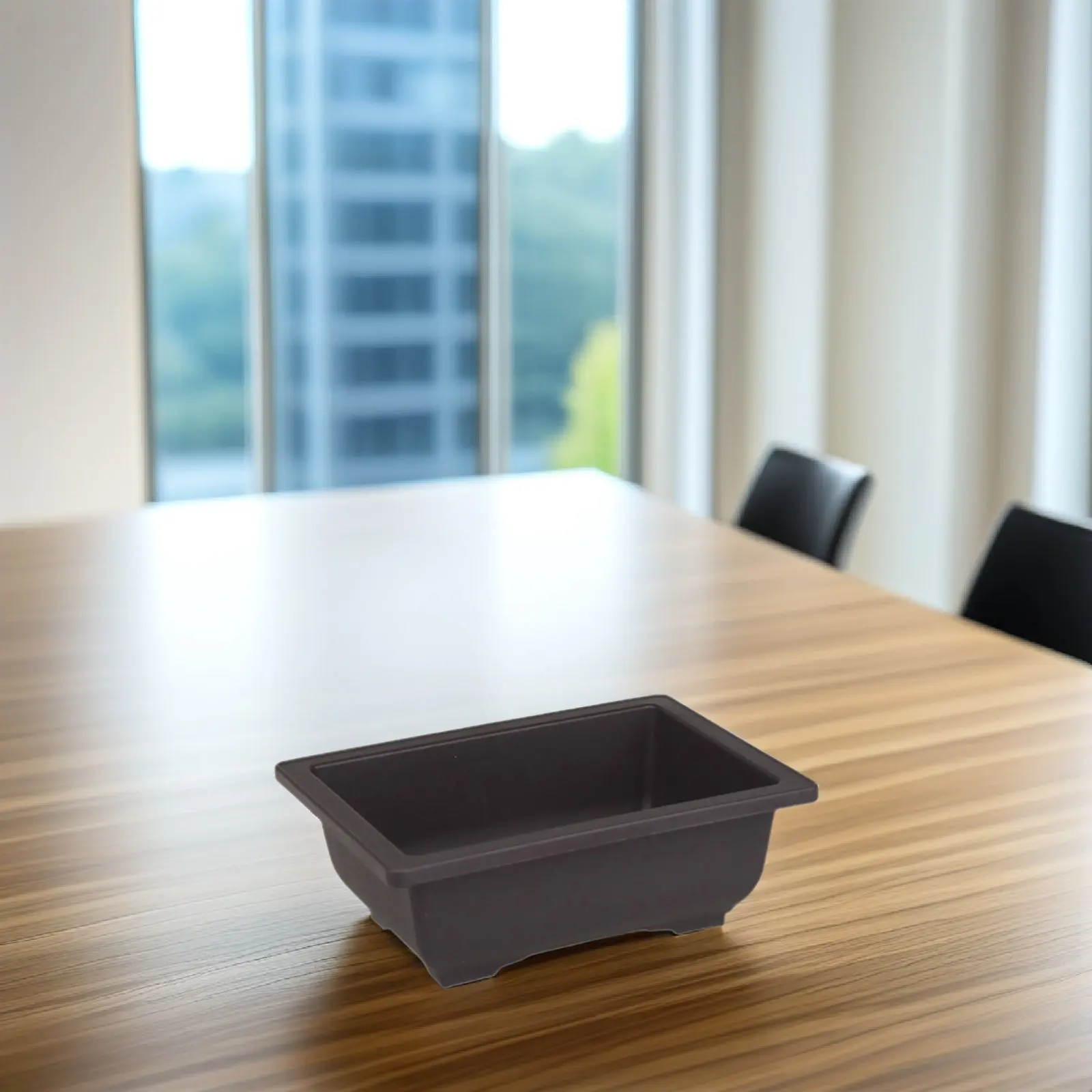 4Pcs Rectangular Plastic Flowerpot Bonsai Planter Box Large Capacity Non-Slip Base for Indoor Outdoor Window Balcony Gardening