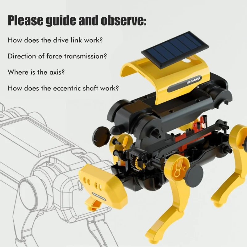 Inteligente biônico quatro pernas cão robô modelo solar elétrico brinquedo mecânico quebra-cabeça montagem brinquedos para aniversário das crianças e
