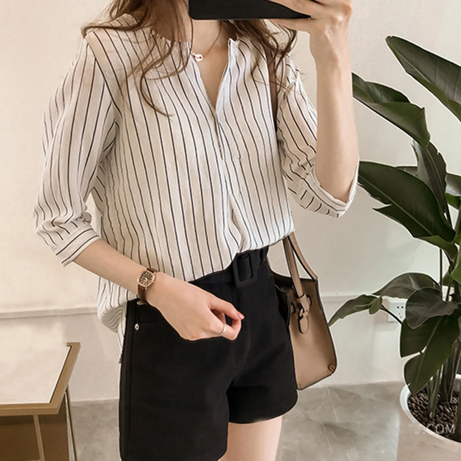 Fashion O-Neck Striped Blouse Women\'s Clothing 2024 Summer New Casual Long Sleeves Solid Pullovers Loose Office Lady Shirt