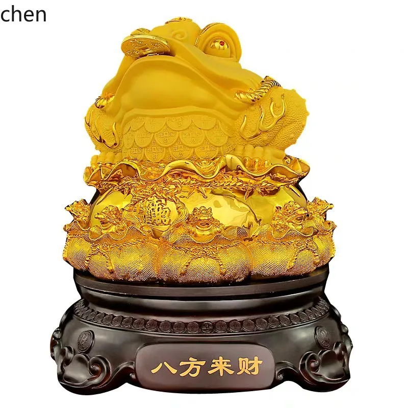 Golden Toad Ornament for Office Reception Desk, Toad Decoration for Wealth Accumulation