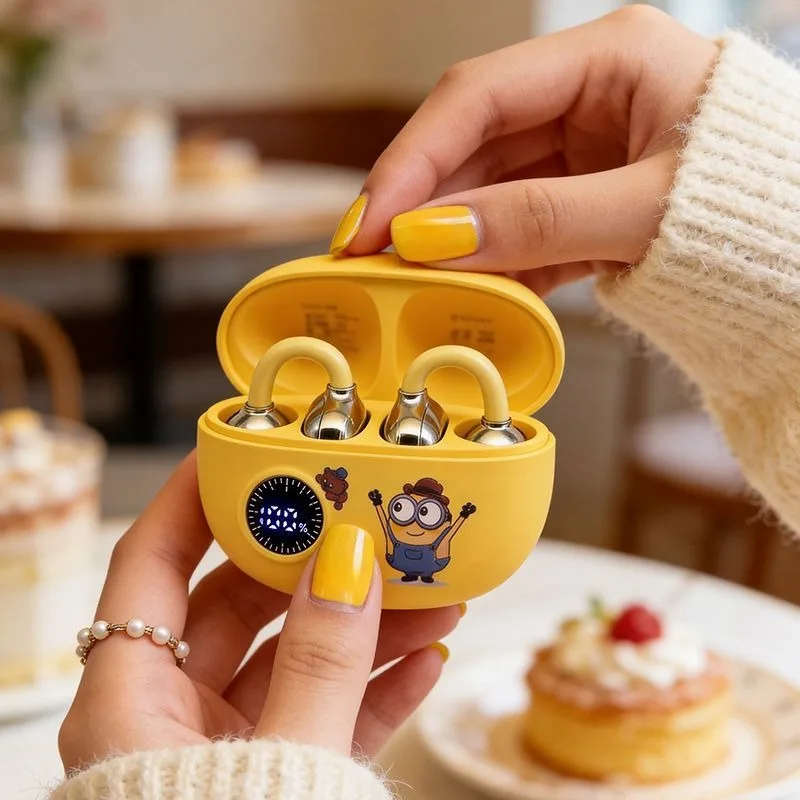 minion-bluetooth-headset-earclip-anime-cartoon-printing-accessories-kawaii-endurance-game-sports-wireless-headset-holiday-gifts