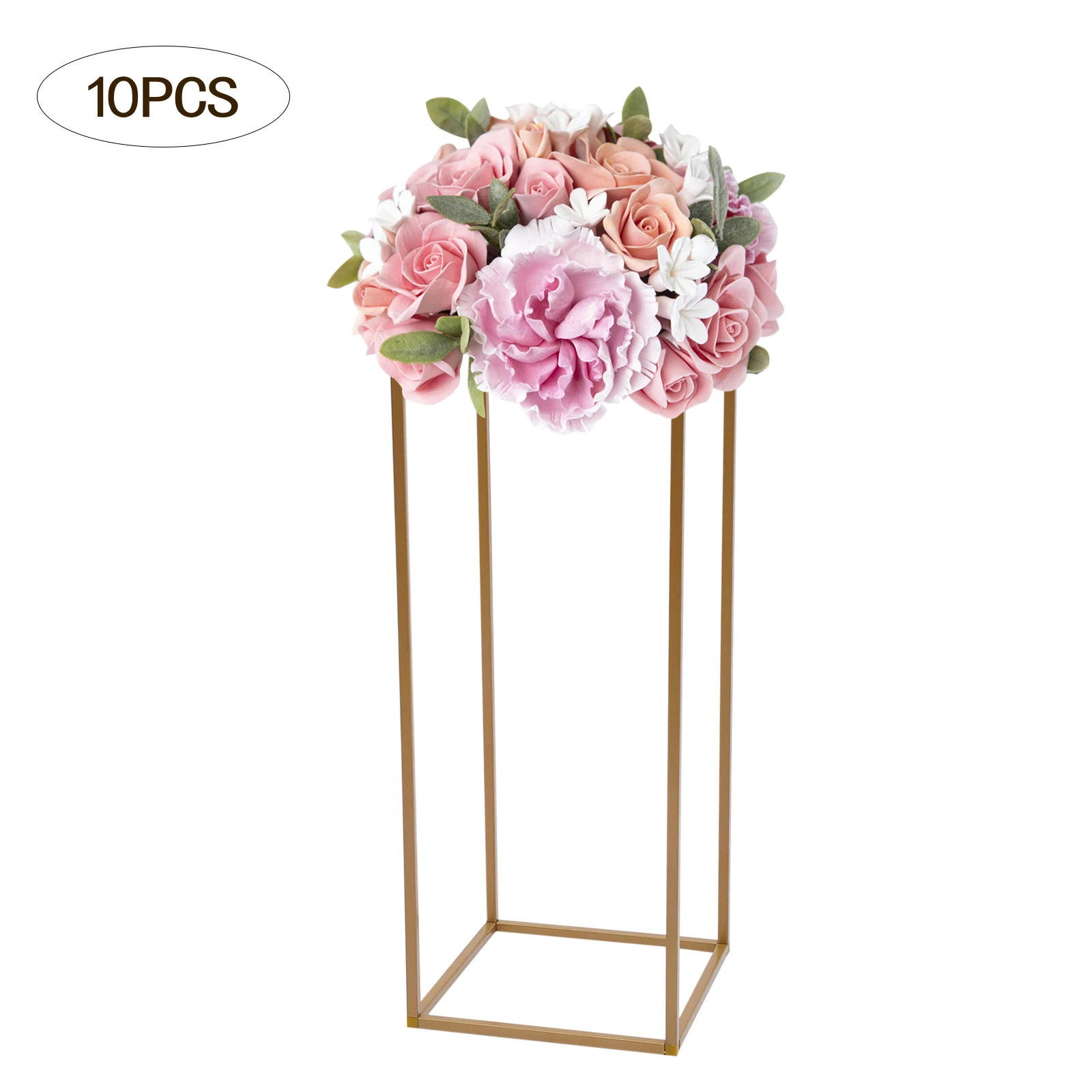 Soporte de flores de boda dorado de 31,5 pulgadas/80cm, soporte de florero de Metal para boda, soporte de flores de columna desmontable, 10 Uds.