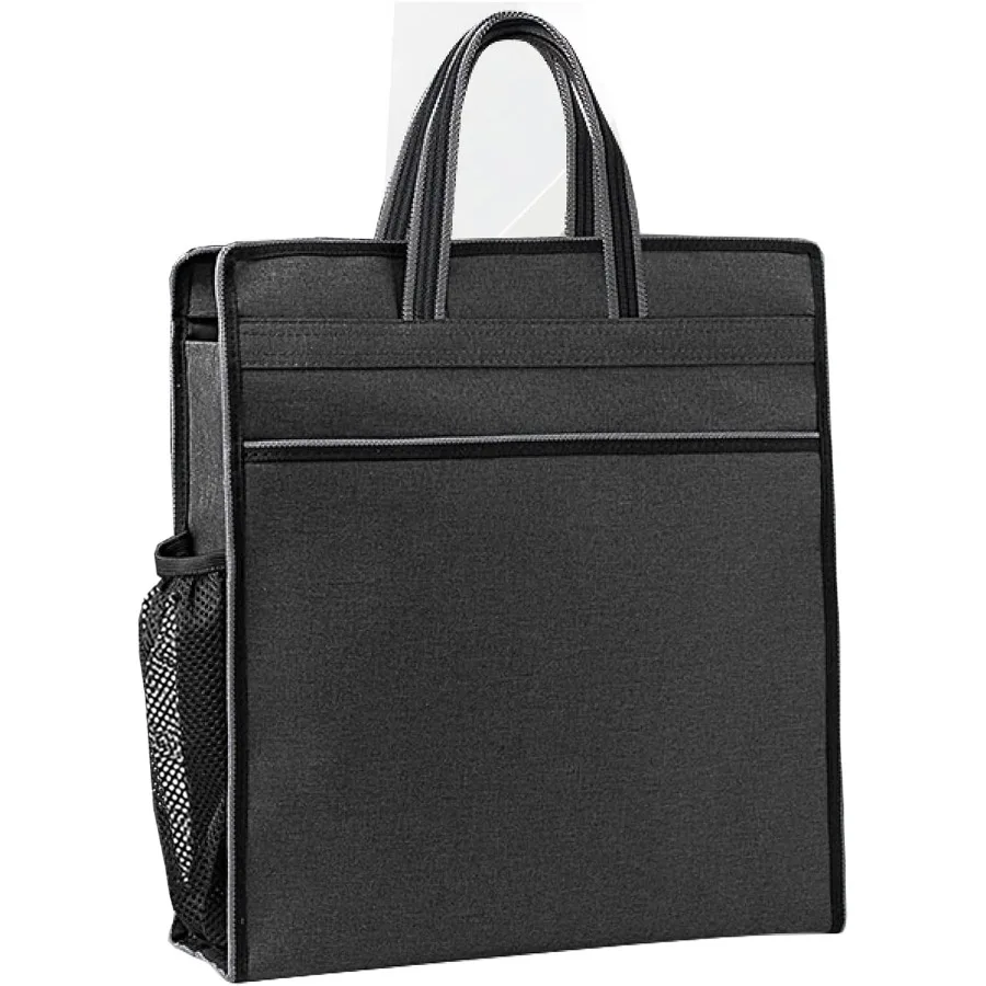 

Oxford Zippered Document Bag with Handle File Tote Bag Pouch for Carrying Paper Files Books Filing Folder 1 Pack Black