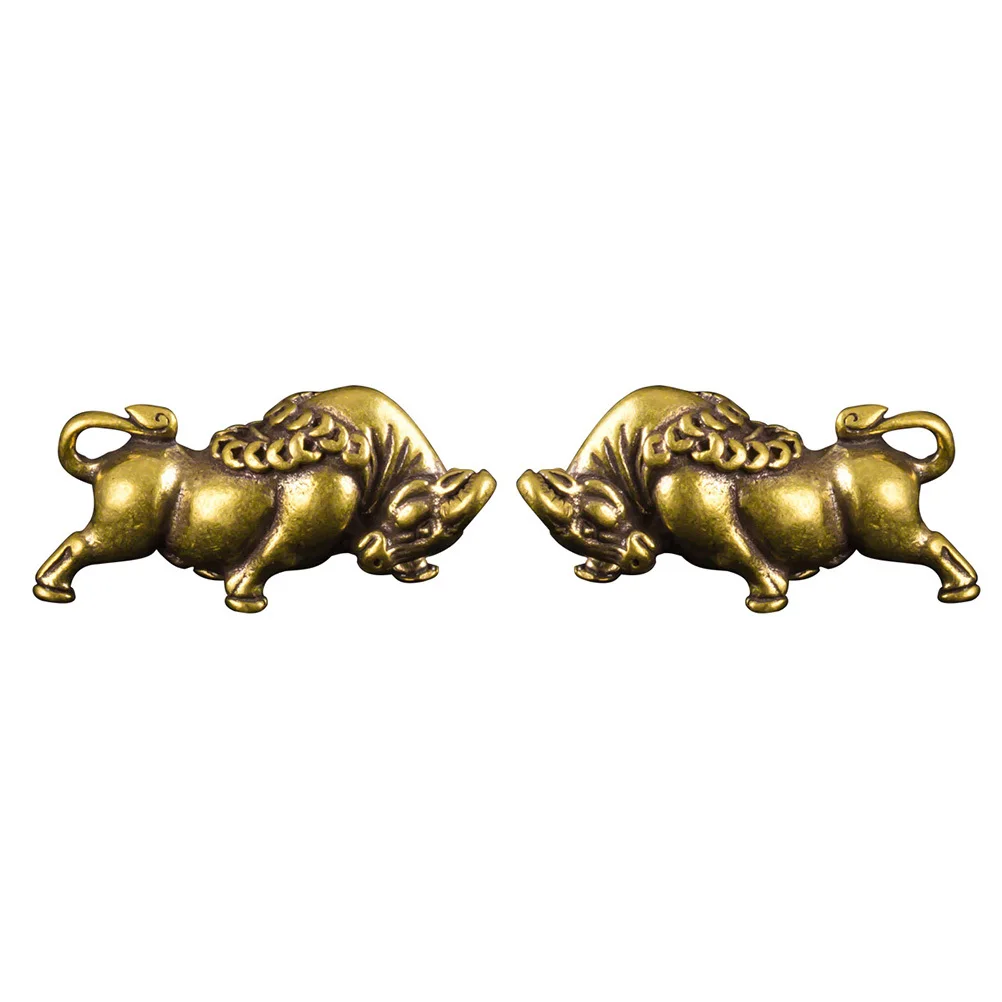 

2Pcs Brass Bull Decor Cattle Pendant Desktop Ornament Home Office Car Interior Decoration Brass Bull Figurine