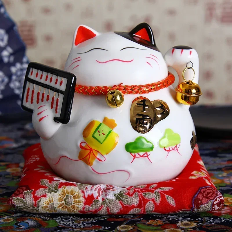 

4.5 Inch Japanese Ceramic Lucky Cat Maneki Neko Home Decoration Ornaments Business Gifts Fortune Cat Money Box Feng Shui Craft