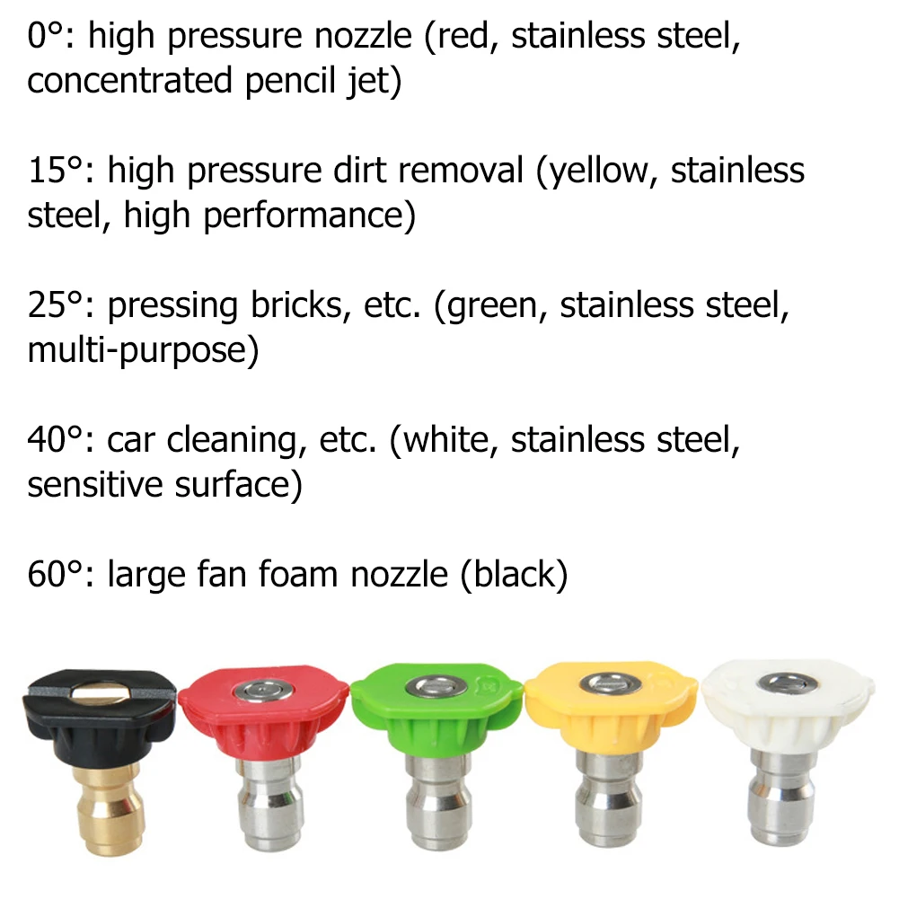5 Stück Waschmaschine Schneeschaum Hochdruck 250 BAR Lanze Sprühdüsenspitze 5 Farben