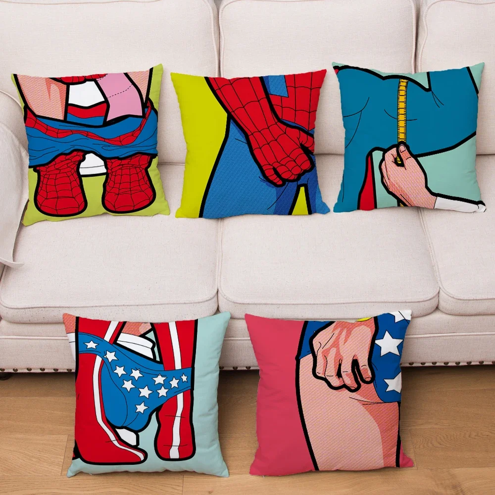 Sofa Home Decor Pillowcase Funny Superhero Daily Life Print Cushion Cover