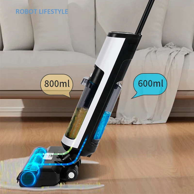 Wet Dry Vacuum Cleaner Cordless Cleaning Robot RL8Pro With Voice Assistant Low Noise 14000Pa High Suction Battery 4000mAh