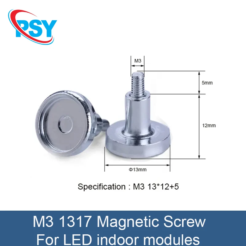 100PCS/lot Magnet Screw Round Disc Cylindrical M3 1317 Magnetic Column Standoffs External Thread for LED Display Module