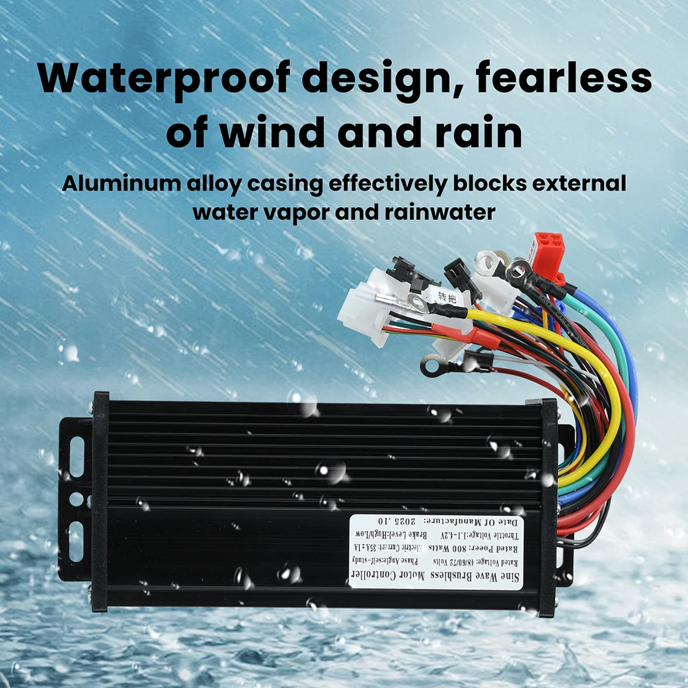 

Sine Wave 800W Brushless Motor Controller 48-72V Triple Mode Silent Compact for E-Bikes Scooters Skateboards