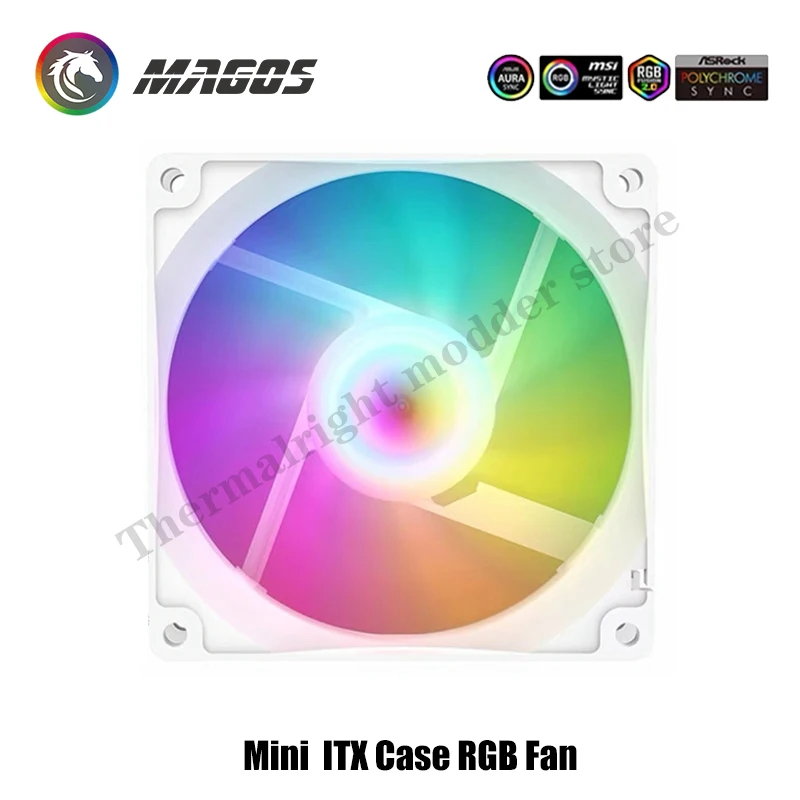 

Mini ITX RGB Case Fan 8/9cm Match Water/Air Cooling Radiator Cooler Fan 9225/8025, Motherboard 5V SYNC + 4Pin PWM