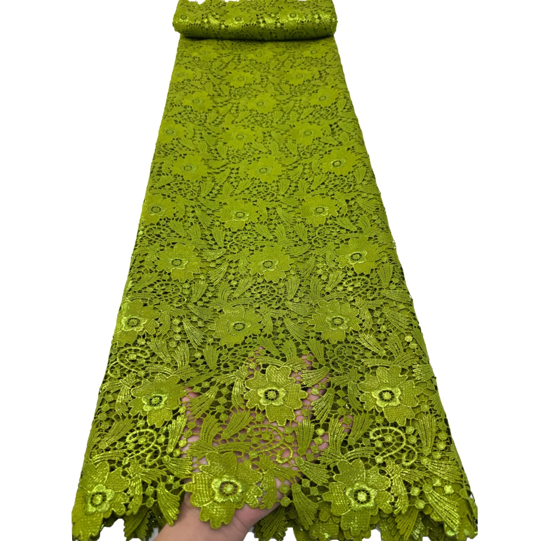 

Африканское кружево гипюр, ткань 2026, высококачественное водорастворимое французское кружево для пошива женских платьев на день рождения, 5 ярдов