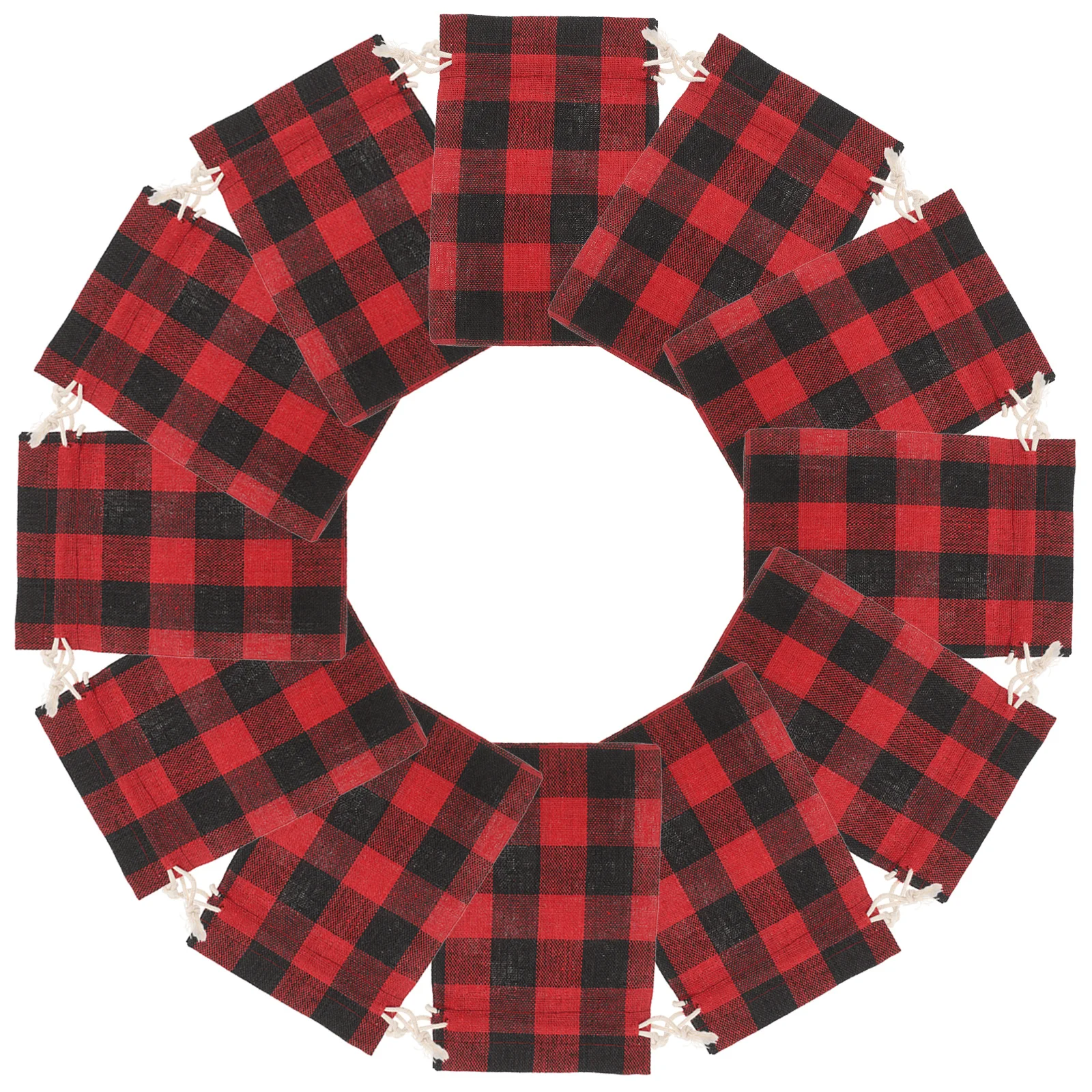 

12Pcs Holiday Candy Bags Christmas Drawstring Fabric Pouches Small Reusable Party Favors Storage Bags Goodie Bag Supplies