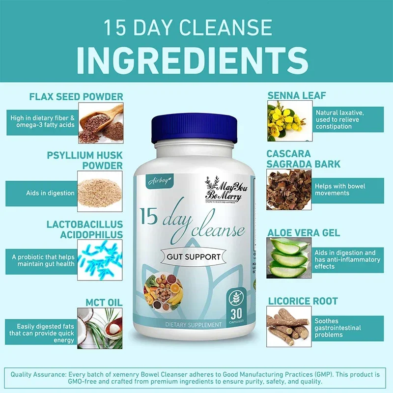 15 Day Cleanse and Detox - Reduce Abdominal Pain, Bloating, Constipation and Aid Gut Health