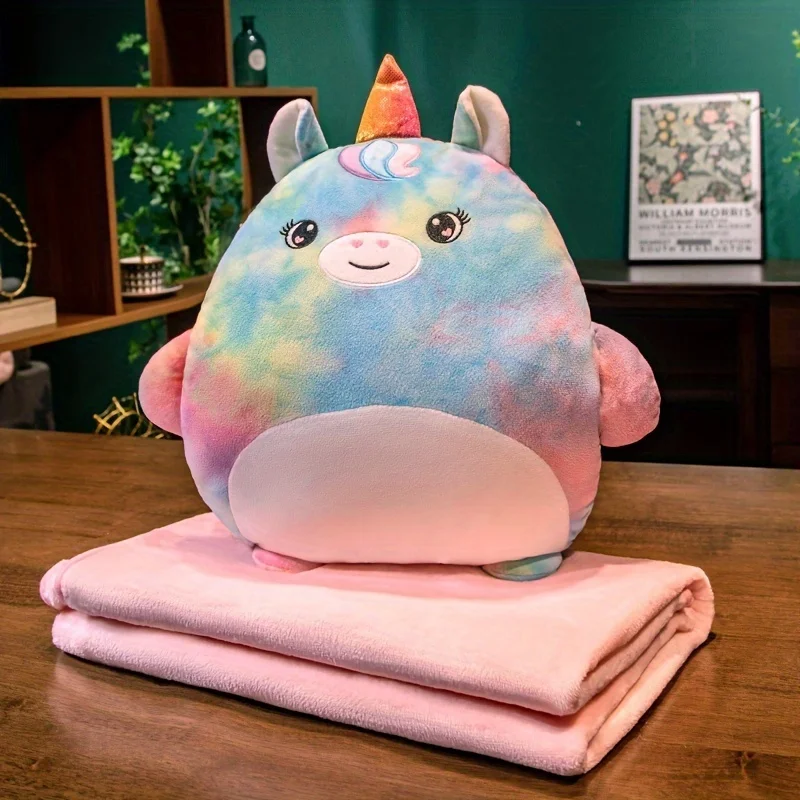 2/Set (1 And 1 Blanket) Rainbow Exclusive Pillow Bear, With 1.7-Meter Air-Conditioned Blanket, Suitable For RV Travel, Lunch