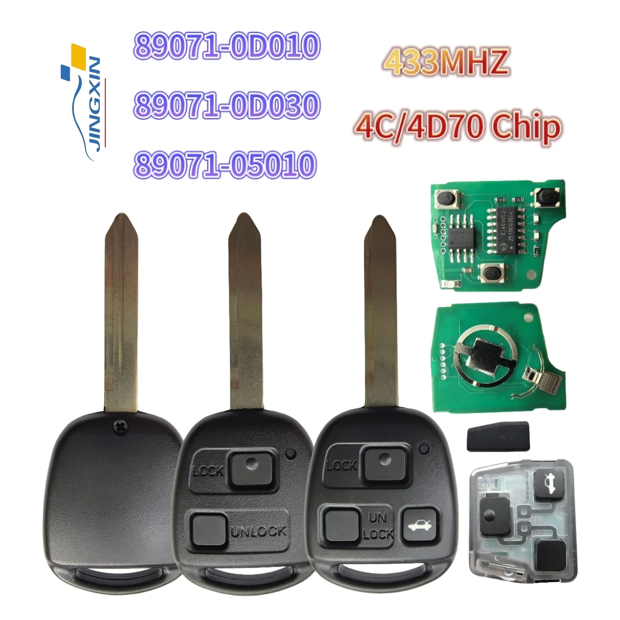 Jingxin P/N: 89071-0D010/89071-0D030/89071-05010 433MHz 4D70/4C Chip TOY47 Blade car Key for Toyota Corolla Yaris Avensis 1998+