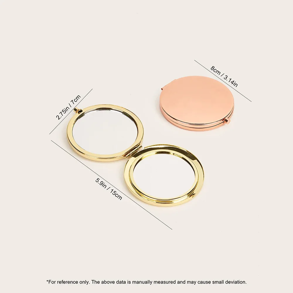 Espelho de bolso de metal redondo de dupla face, espelho dobrável de maquiagem, mini espelho de maquiagem, presentes cosméticos, bolsa para viagens