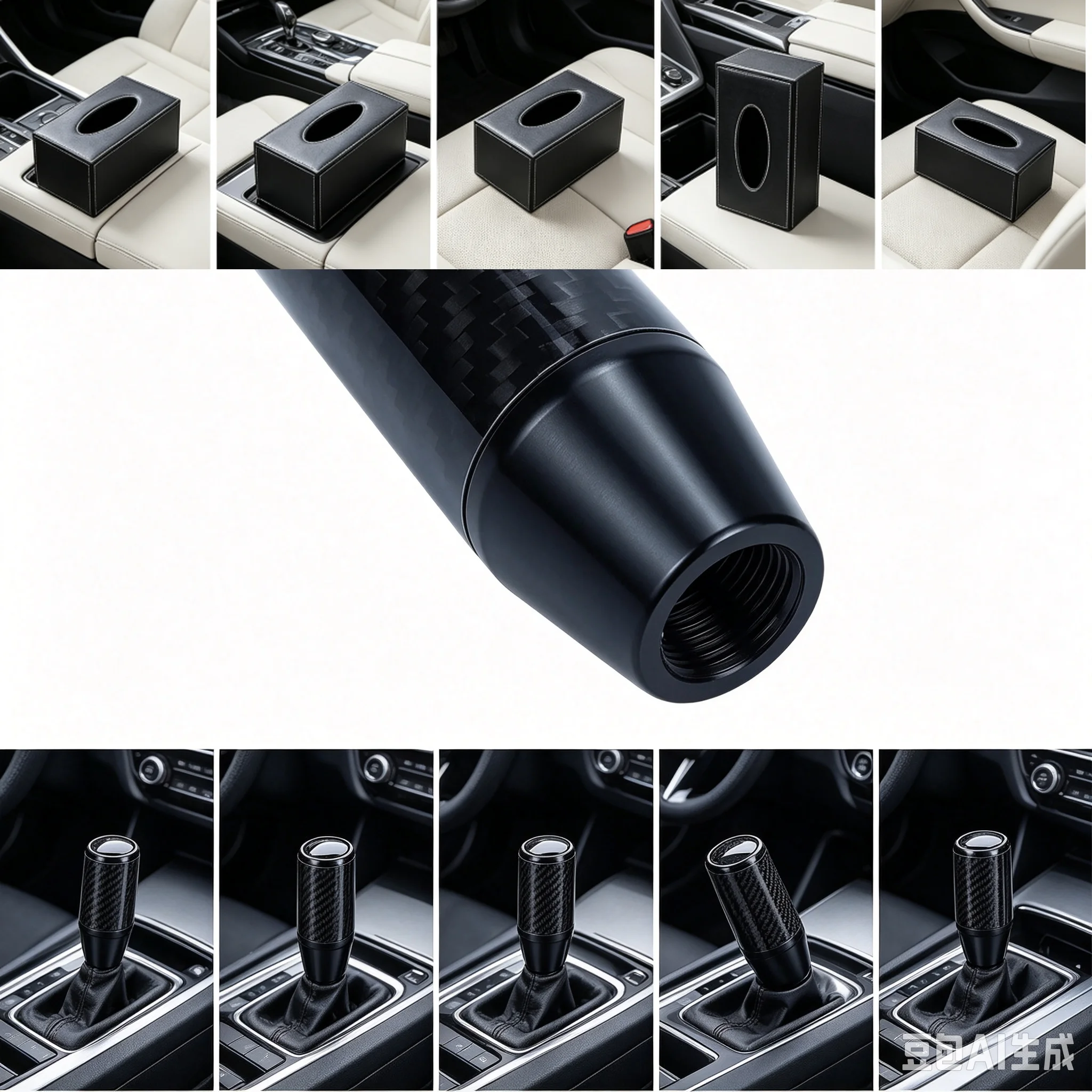 Universal Car Carbon Fiber Manual Gear Shift Knob Shifter Lever Round Ball Shape Shifter Handle Head Lever AT MT