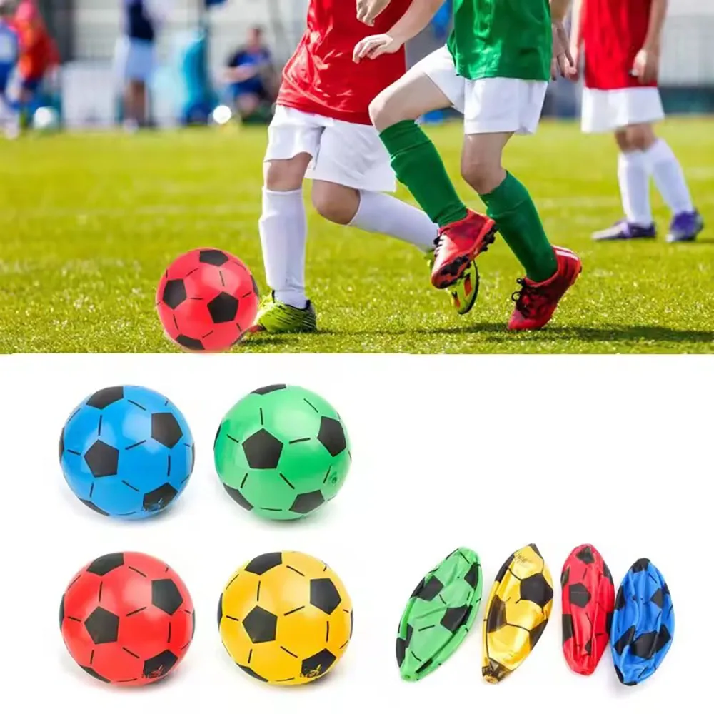 PVC inflatable football for children, elastic ball for sports games,elastic rubber sports beach ball， random color, 1pcs